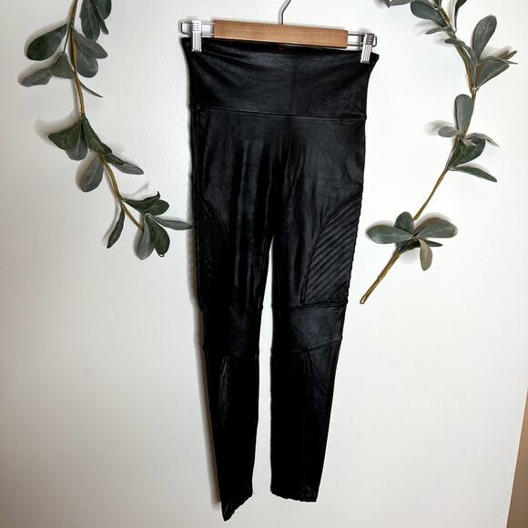 Spanx Faux Leather Moto Leggings LAST CALL - Picture 1 of 8